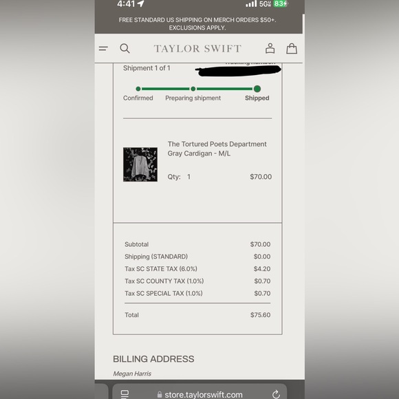 Taylor Swift The Tortured Poets Department Gray Cardigan M/L - Picture 4 of 7